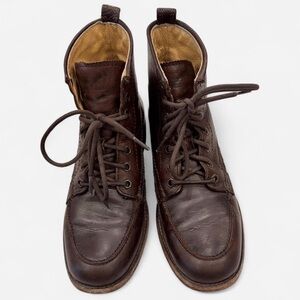 Frye Dark Brown Phillip’s Leather Lace-Up Women's Boots
